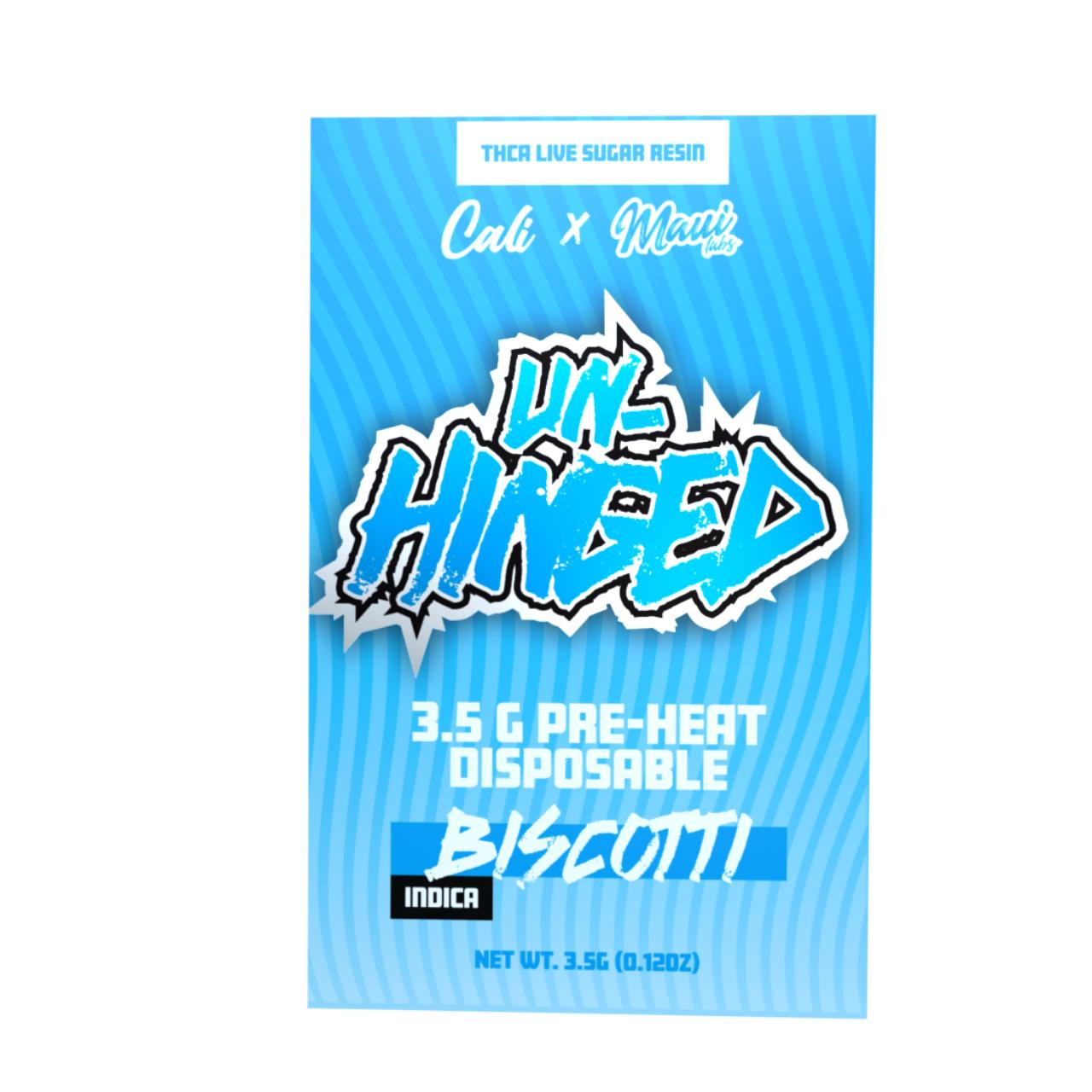 Cali X Unhinged Pre-Heat Disposable Vape 3.5G - Biscotti Indica | Pre-Heat 3.5G