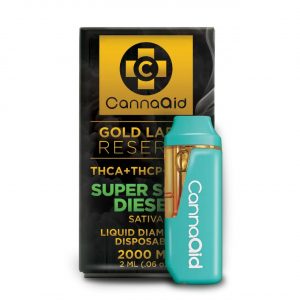 CannaAid THCA Gold Reserve Blend Disposable Vape 2ML - Sour Diesel Sativa | Gold Reserve