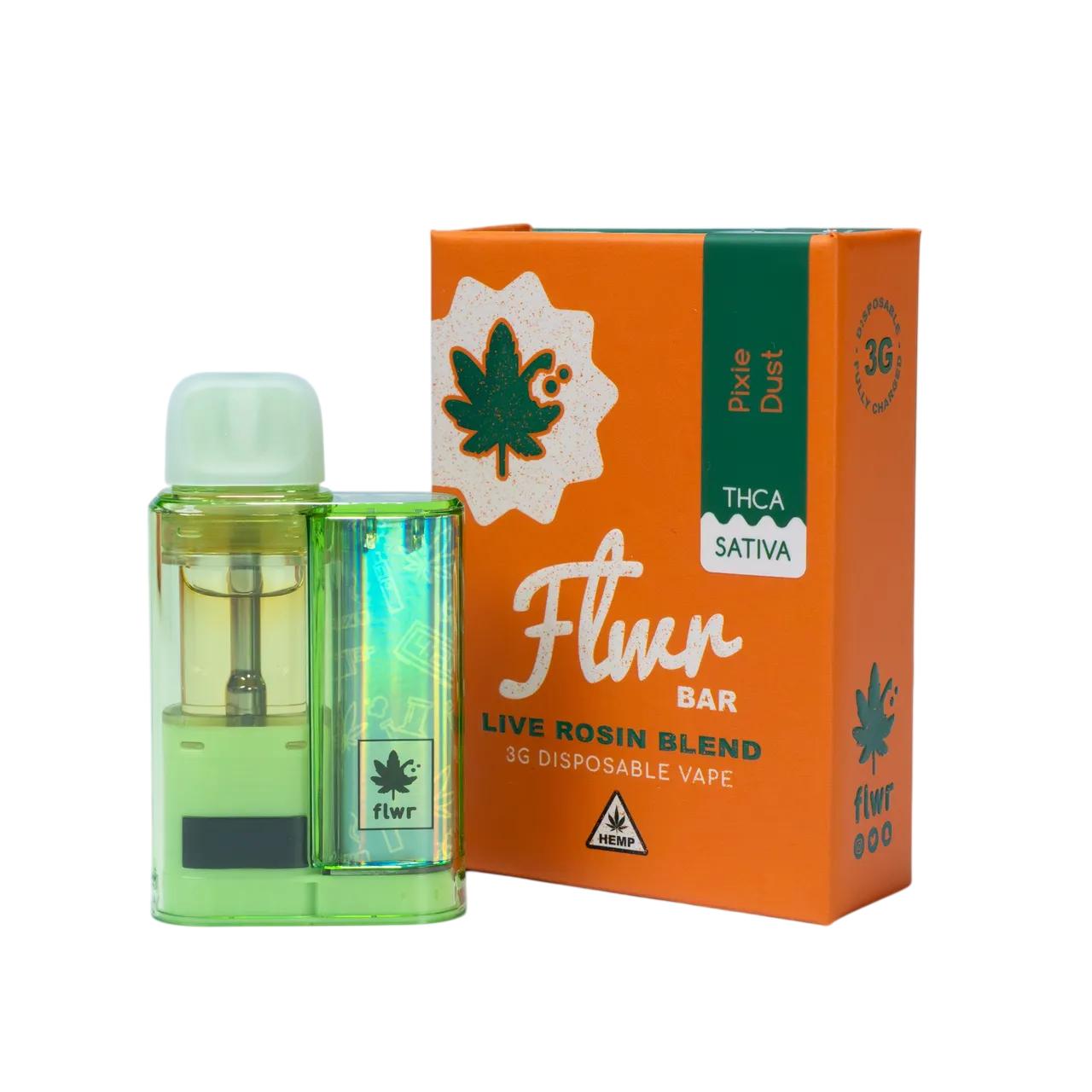 Flwr Bar THCA Live Rosin Blend Disposable Vape 3G - Pixie Dust Sativa | Live Rosin