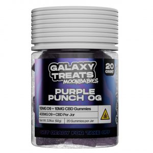 Galaxy Treats Moon Babies D9/CBD Gummies 400MG – Purple Punch OG
