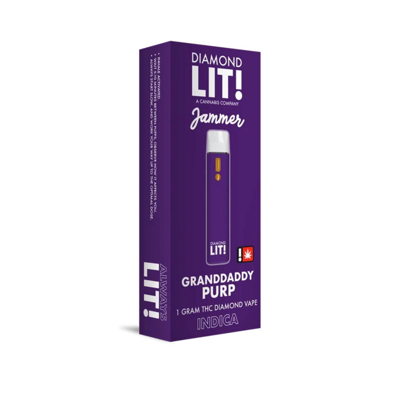 LIT THC Diamond Jammer Disposable Vape 1G – Granddaddy Purple Indica | THC Diamonds