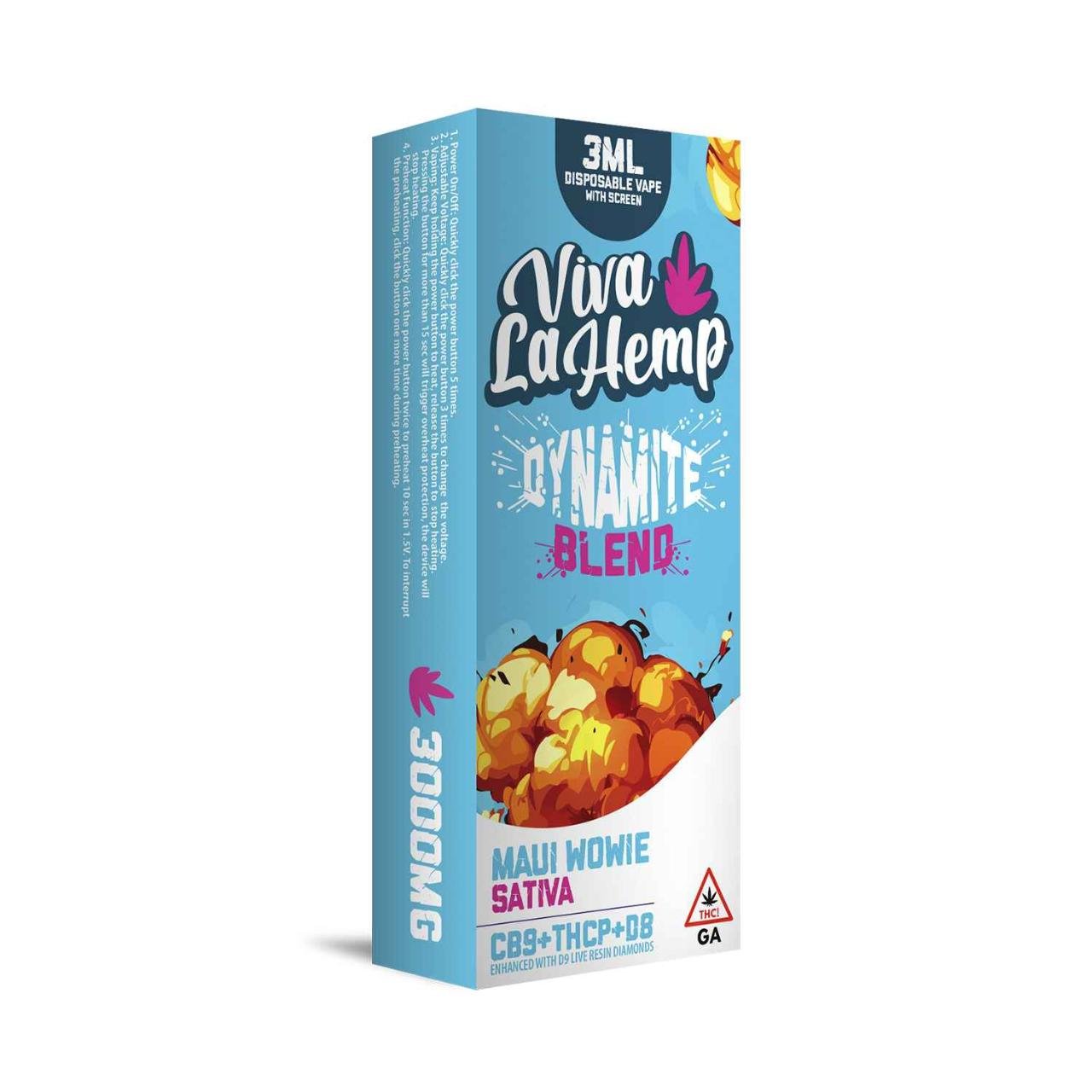 Viva La Hemp Dynamite Blend Disposable W/Screen 3ML – Maui Wowie (Sativa)