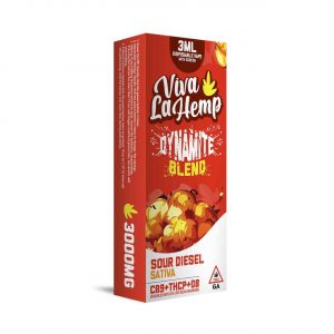 Viva La Hemp Dynamite Blend Disposable 3ML – Sour Diesel Sativa | Screen Display