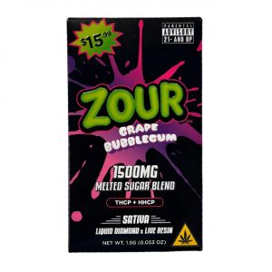 Zour THCP Melted Sugar Blend Disposable Vape 1.5G - Grape Bubblegum Sativa | Melted Sugar