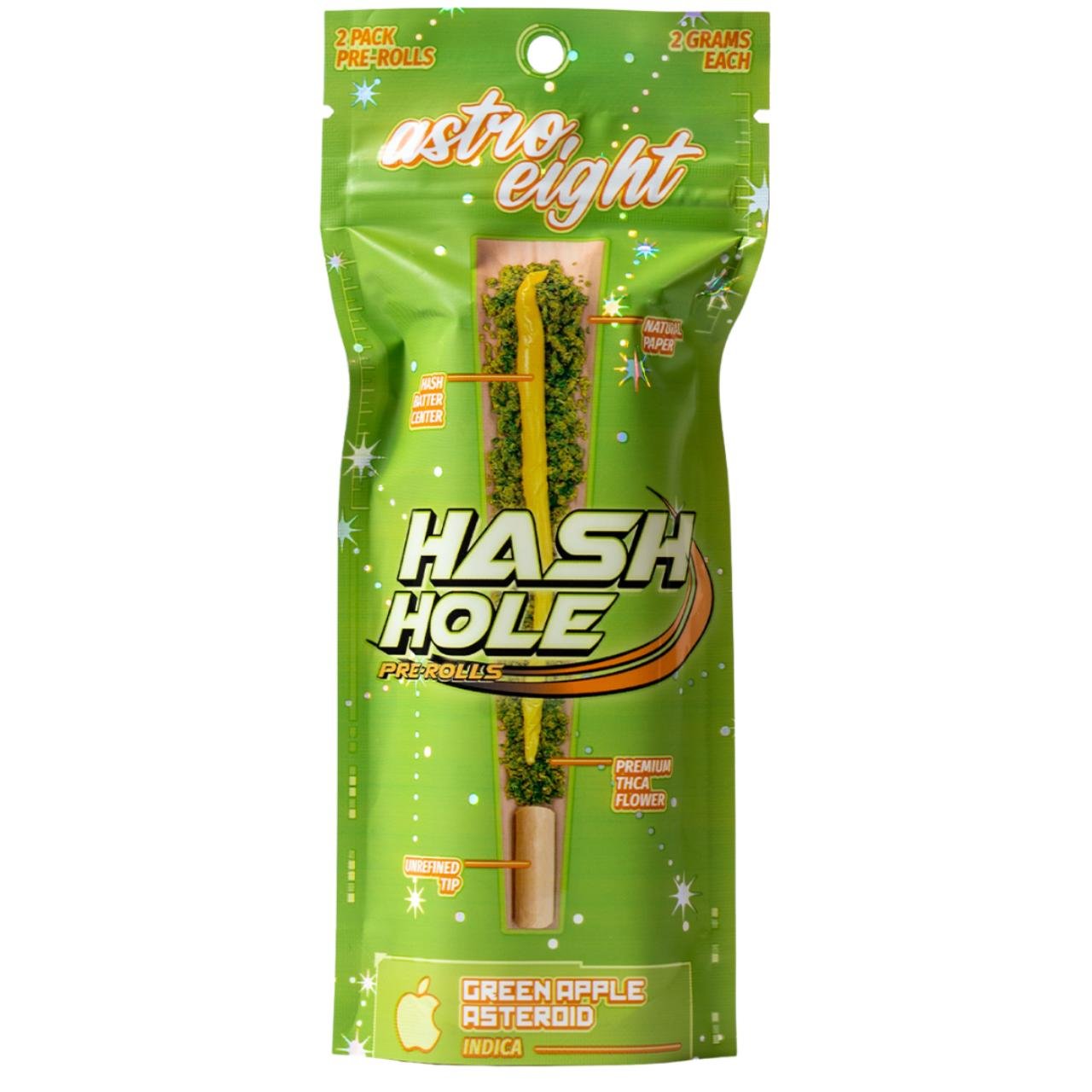 Astro Eight Hash Hole THC-P Pre Roll – Green Apple Asteroid | 2PK Box