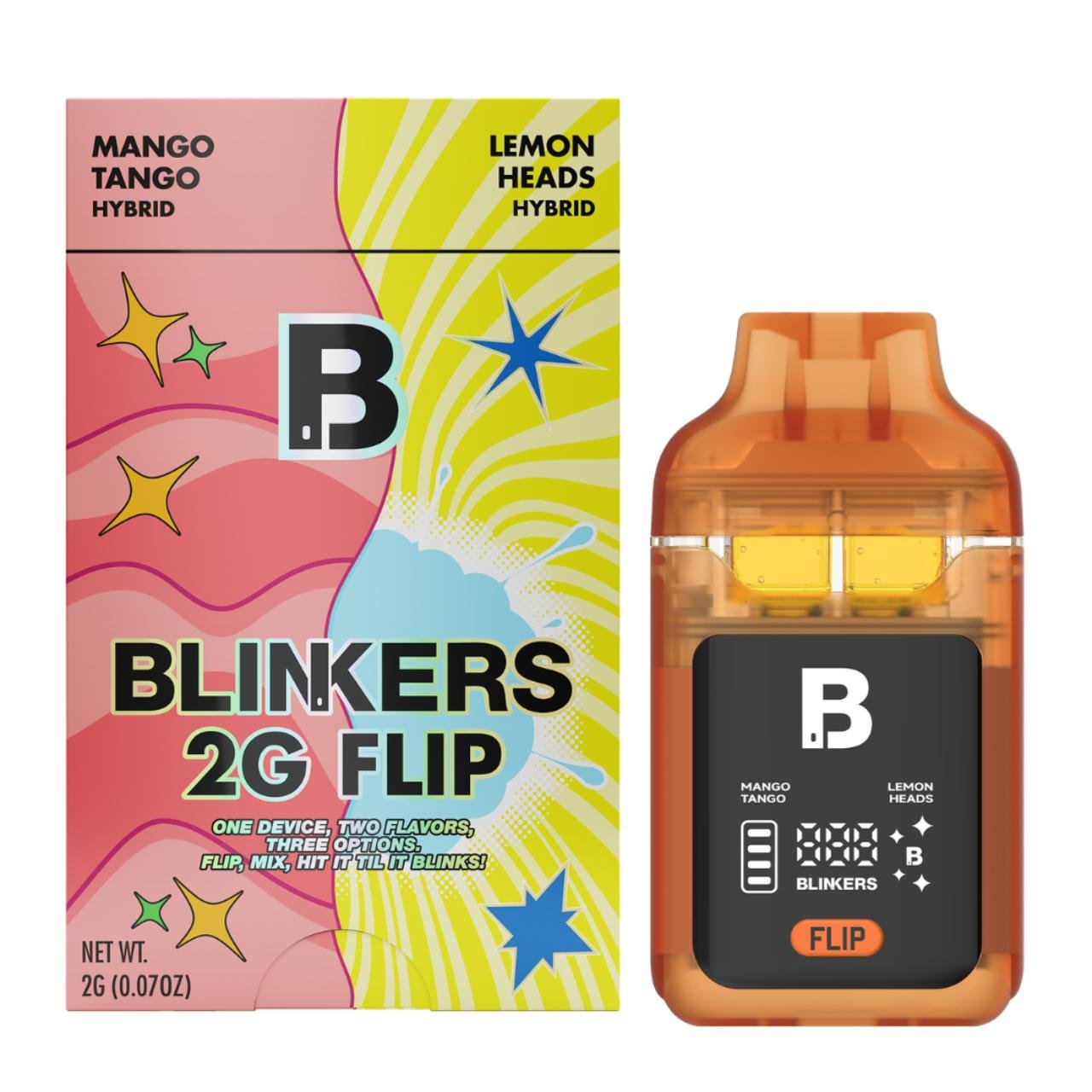Blinkers FLIP Dual Chamber Disposables 2G – Mango Tango/Hybrid-Lemon Heads/Sativa
