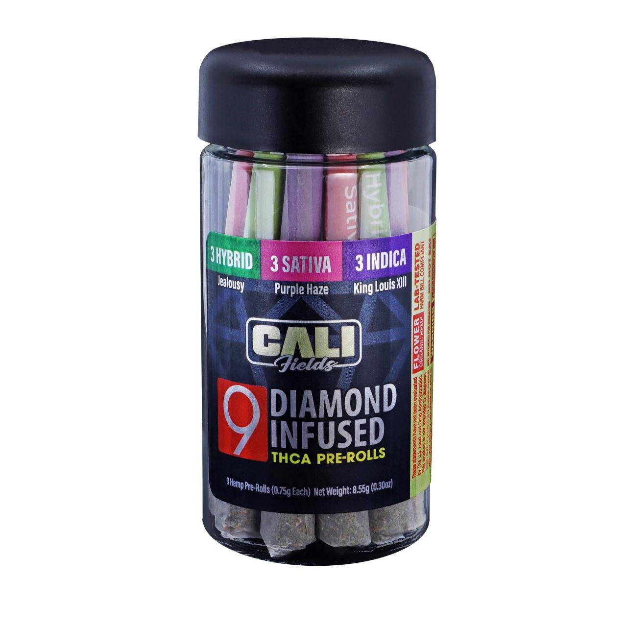 Cali Fields 9 Diamond Infused THCA Prerolls – Mixed | 9CT Pack