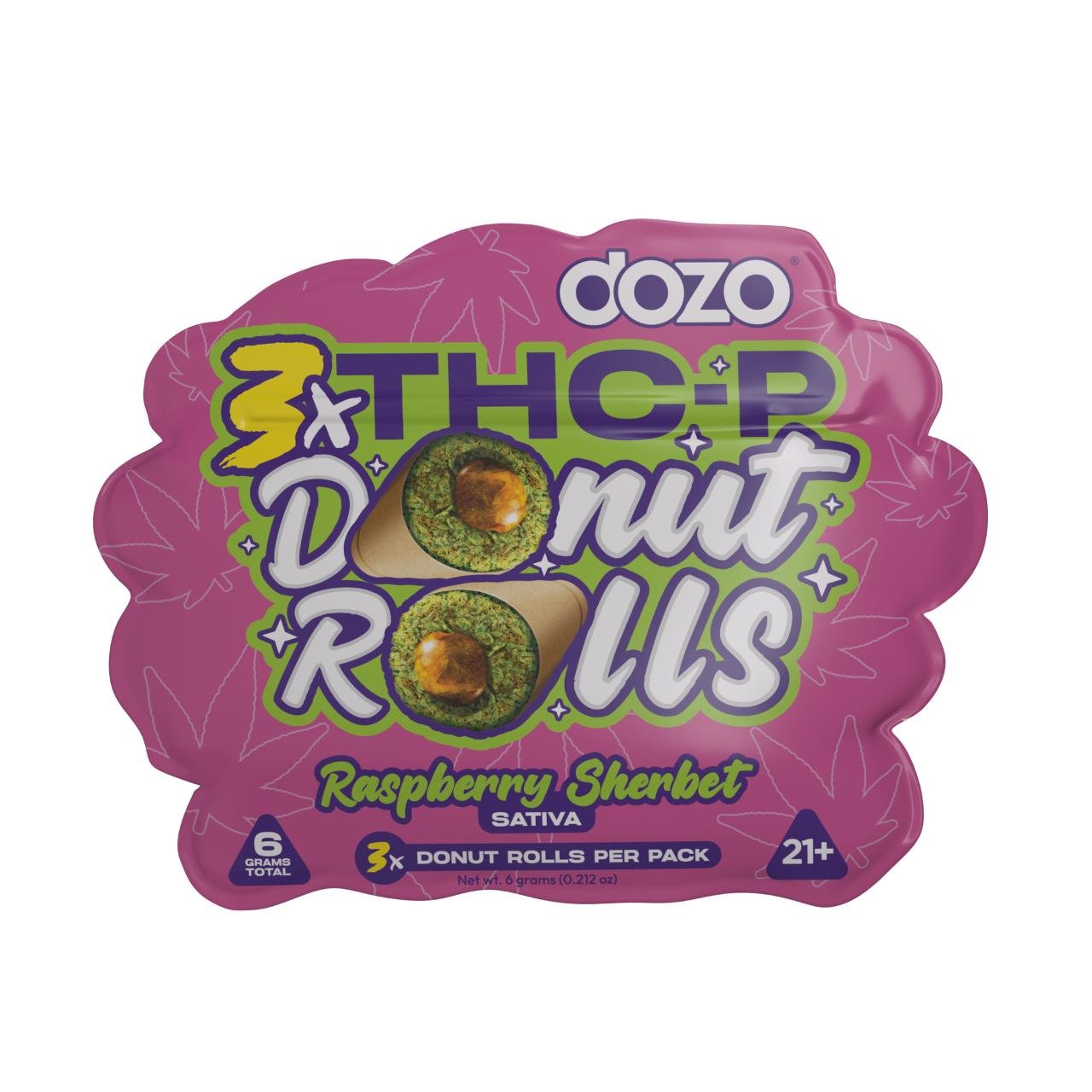 DOZO THCP Donut Roll Prerolls 2G – Raspberry Sherbet Sativa | 3CT Pack