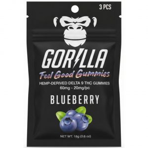 Gorilla Delta 9 THC Gummies 60MG 3PC – Blueberry