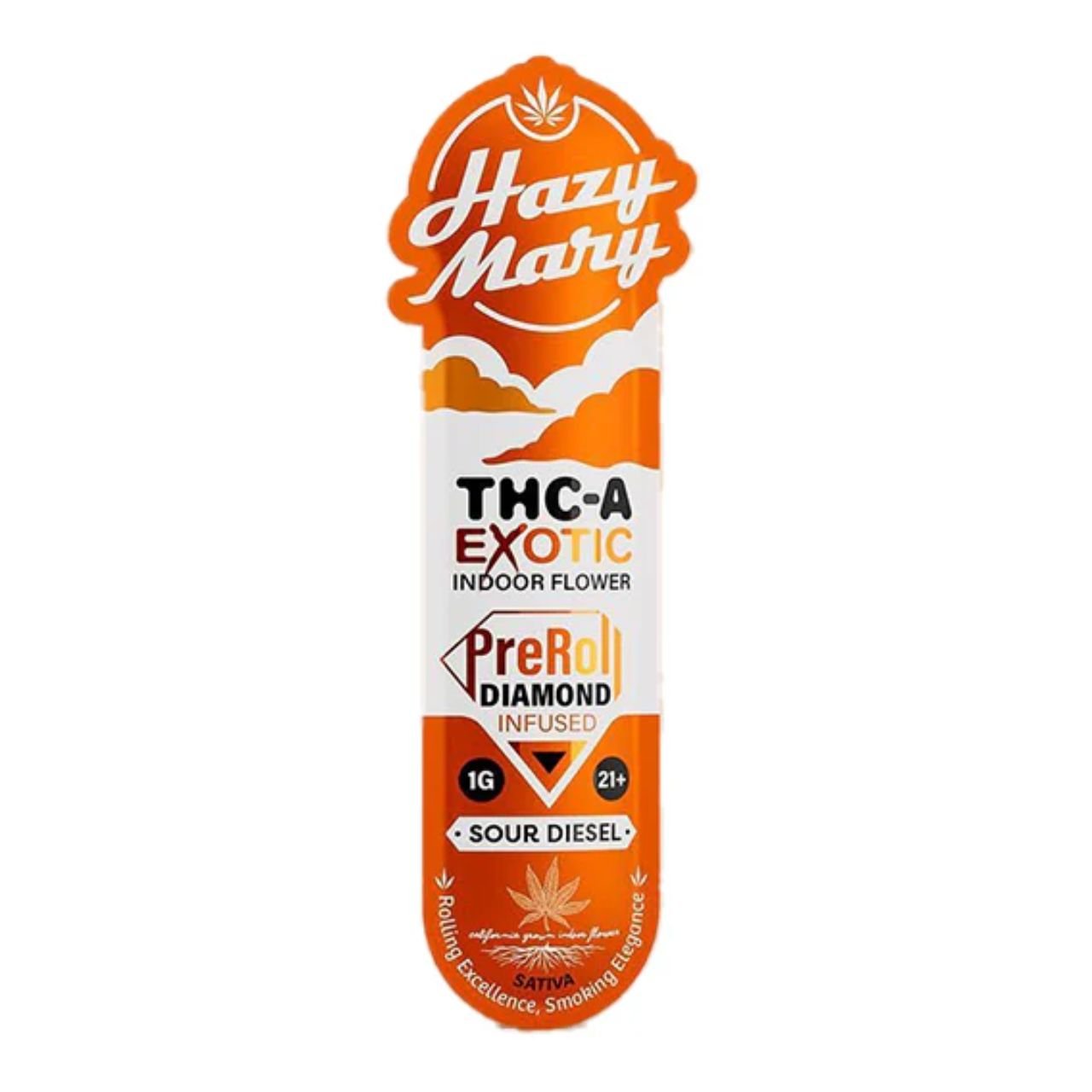 Hazy Mary Exotic Diamond Infused PreRoll 1G – Sour Diesel Sativa