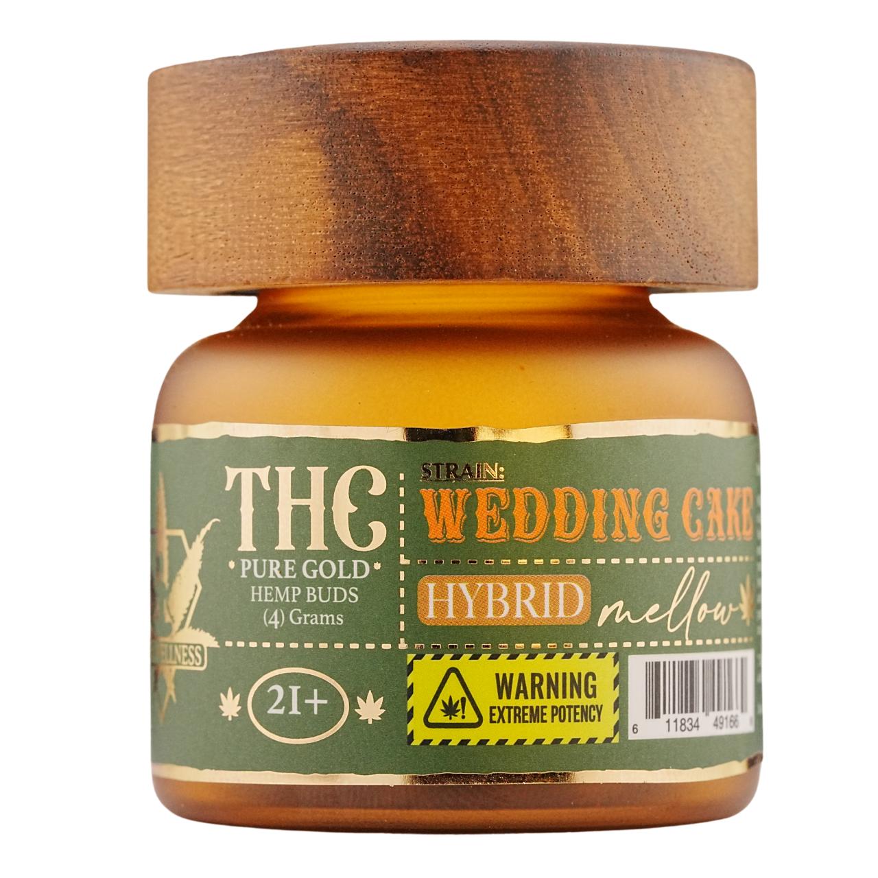 Hemp Wellness Pure Gold THC Hemp Buds 4G – Wedding Cake (Hybrid)