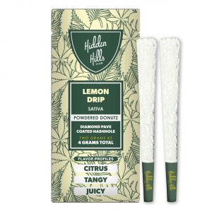 Hidden Hills Powdered Donutz Diamond Hash Hole Prerolls 4G – Lemon Drip | 2CT Pack