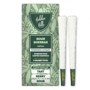 Hidden Hills Powdered Donutz Diamond Hash Hole Prerolls 4G – Sour Sherbae | 2CT Pack