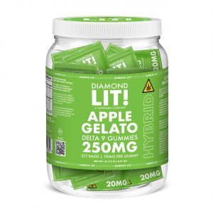 LIT THC D9 Gummies Jar – Apple Gelato Hybrid | 2PK-25CT