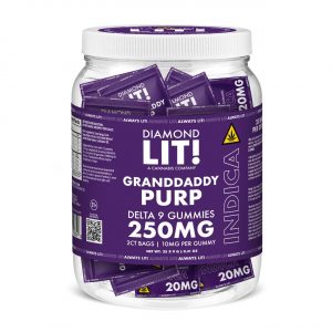 LIT THC D9 Gummies Jar – Granddaddy Purple Indica | 2PK-25CT