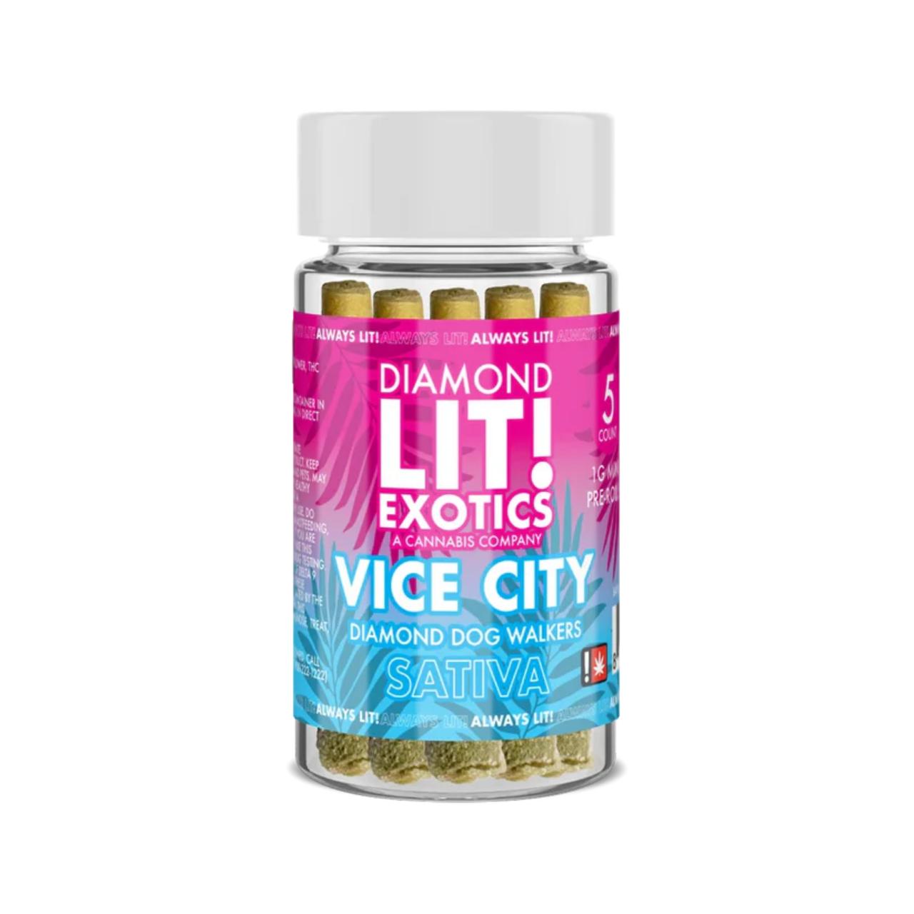 LIT THC Diamond Exotic Prerolls Joint Jar 1G – Vice City Sativa | 5CT