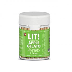 LIT THC Diamond Infused Prerolls Joint Jar – Apple Gelato Hybrid | 50CT Bulk