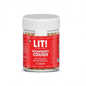 LIT THC Diamond Infused Prerolls Joint Jar – Strawberry Cough Sativa | 50CT Bulk
