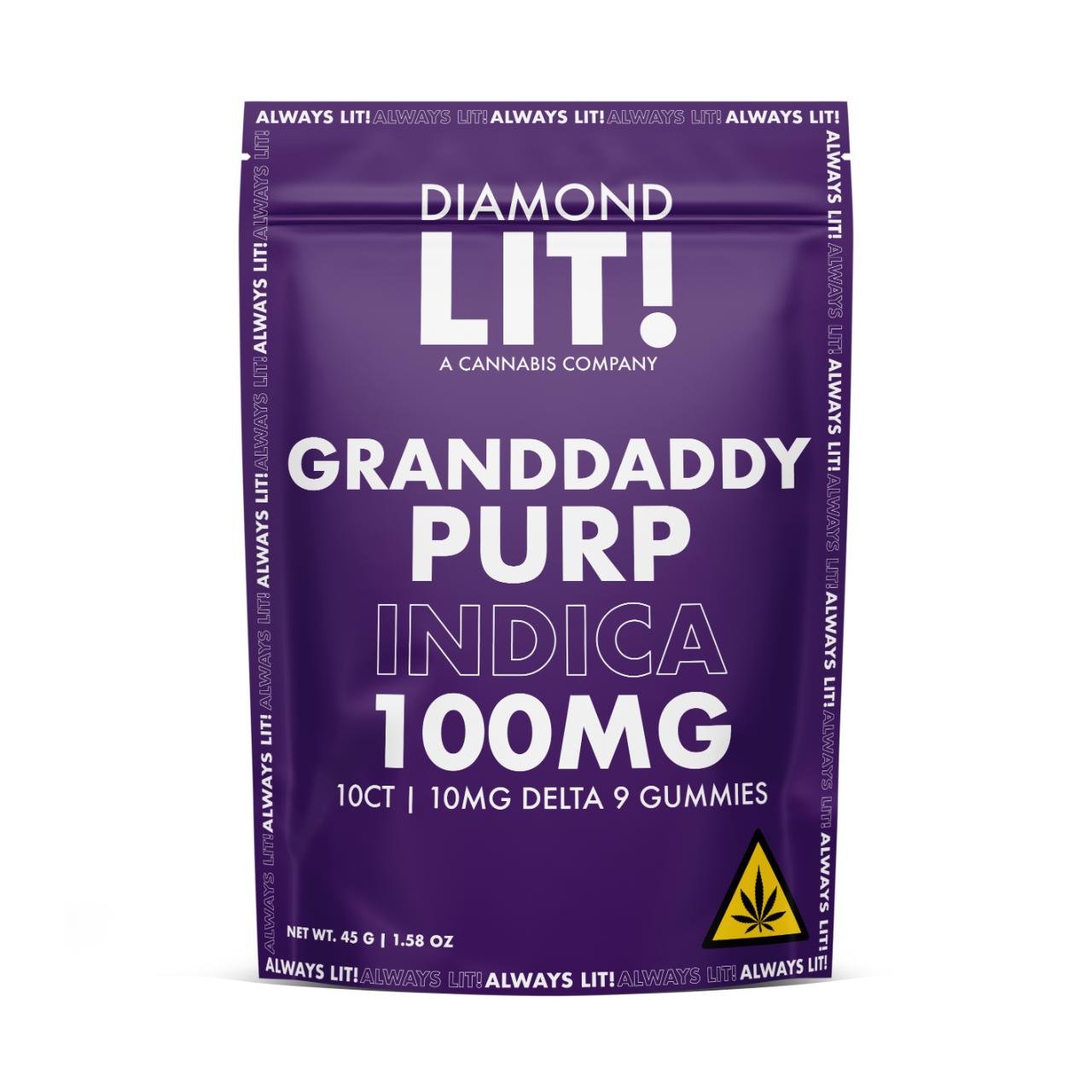 LIT THC Gummies 100MG – Granddaddy Purple Indica | 1PK-10CT