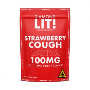 LIT THC Gummies 100MG – Strawberry Cough Sativa | 1PK-10CT