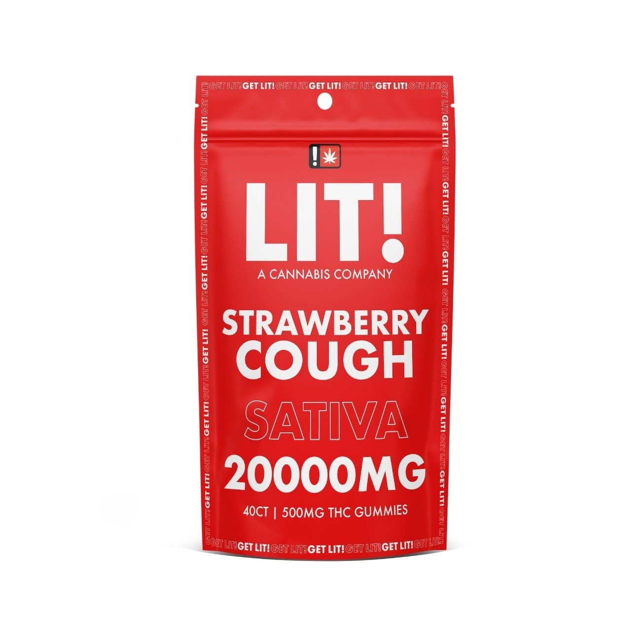LIT THC Gummies 20,000MG – Strawberry Cough | 1PK-40CT