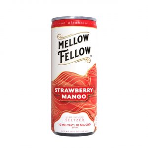 Mellow Fellow Seltzer D9+CBD Beverage 20MG – Strawberry Mango