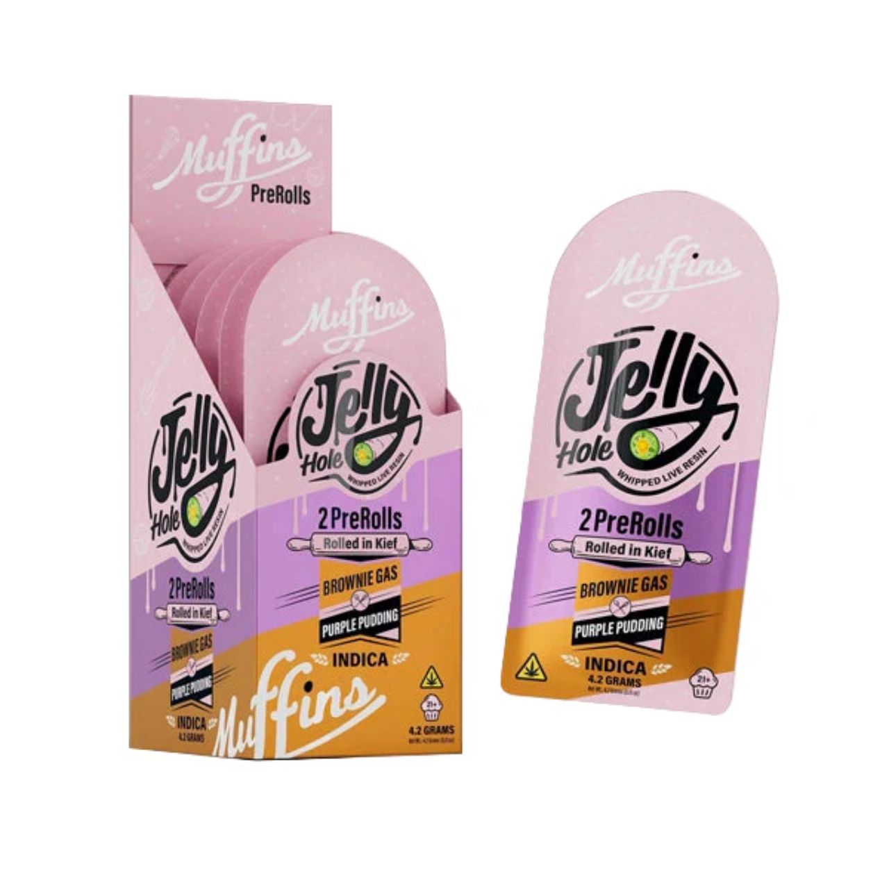 Muffins Jelly Hole Prerolls – Brownie Gas-Purple Pudding Indica | 2CT Pack