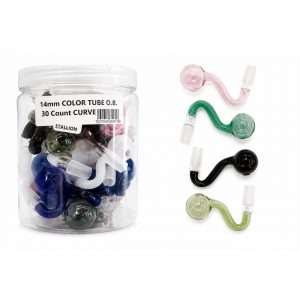 Stallion 14mm Color Tube Curve Oil Burner – 30CT Display Jar