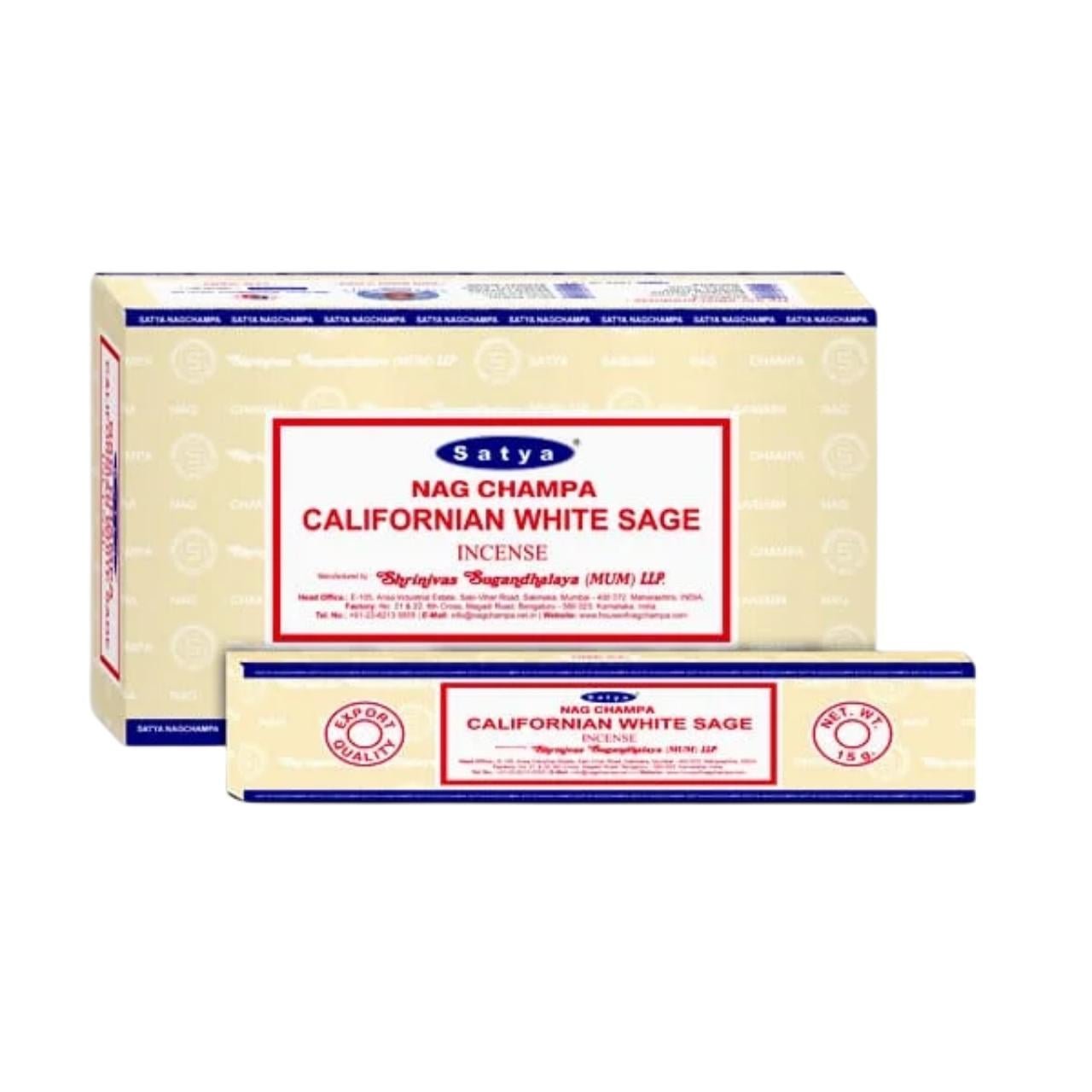 Satya Nag Champa Incense 15G X 12PK - Californian White Sage