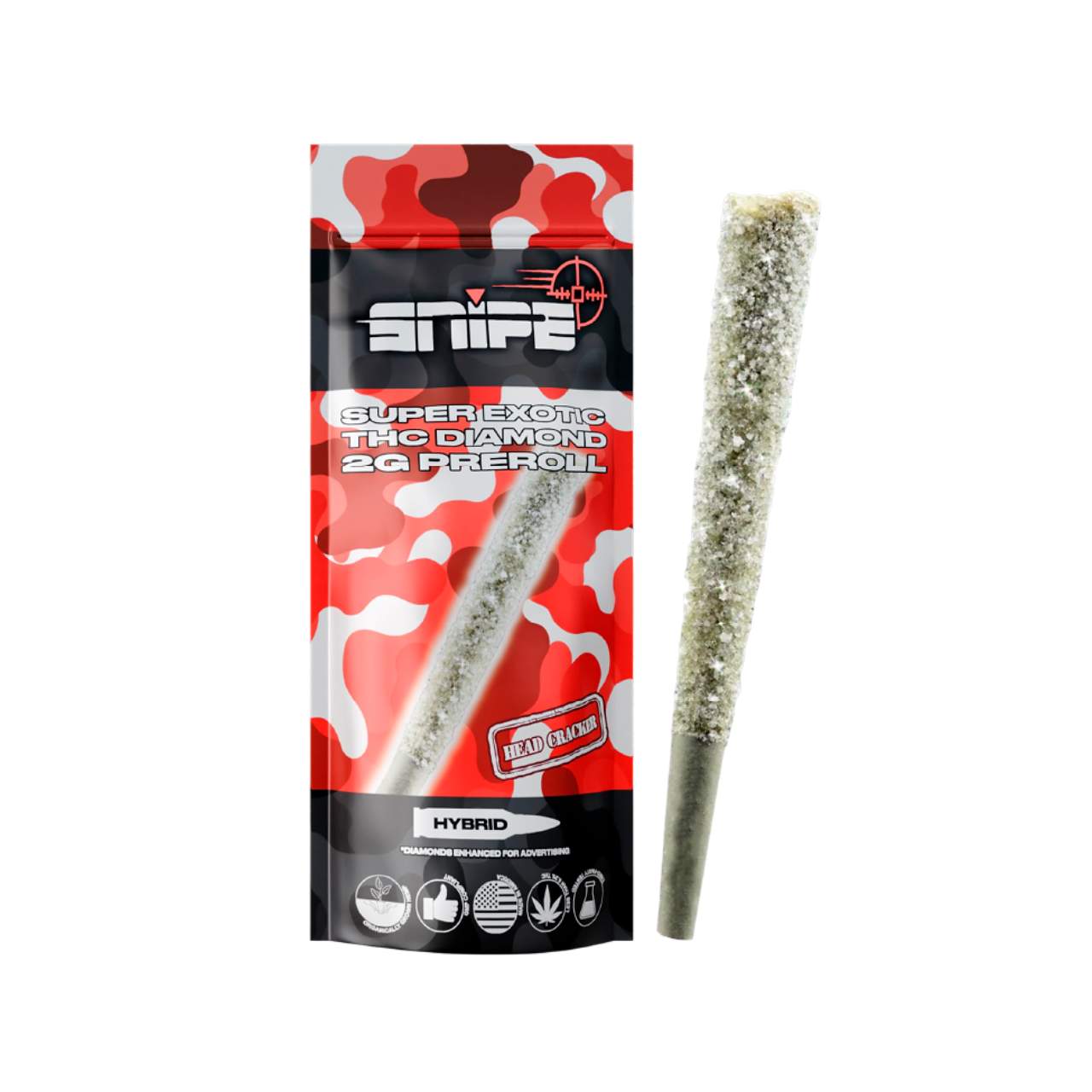 Snipe THCP Diamond Coated Prerolls 2G – Head Cracker Hybrid | 1PK Single