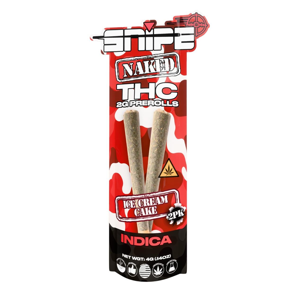 Snipe THCP Naked Prerolls 2G – Ice Cream Cake Indica | 2CT