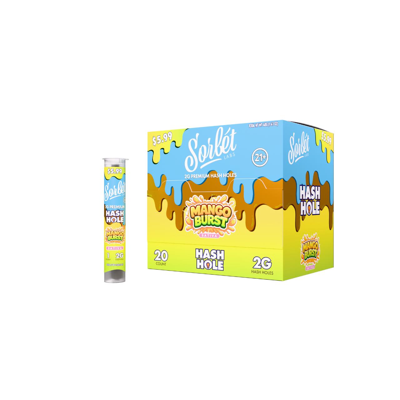 Sorbet Labs HashHole Prerolls 2G-1CT – Mango Burst (Sativa)