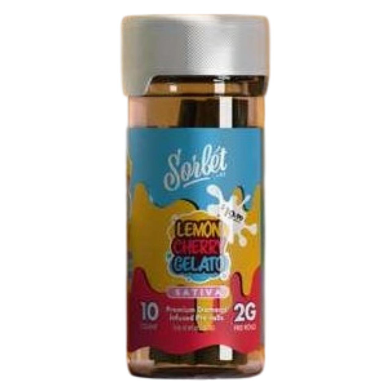 Sorbet THCA Infused Pre Rolls 2G – Lemon Cherry Gelato Sativa | 10CT Pack Display