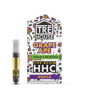TRĒ House 1G Live Resin HHC Cartridge – Grape Ape Indica