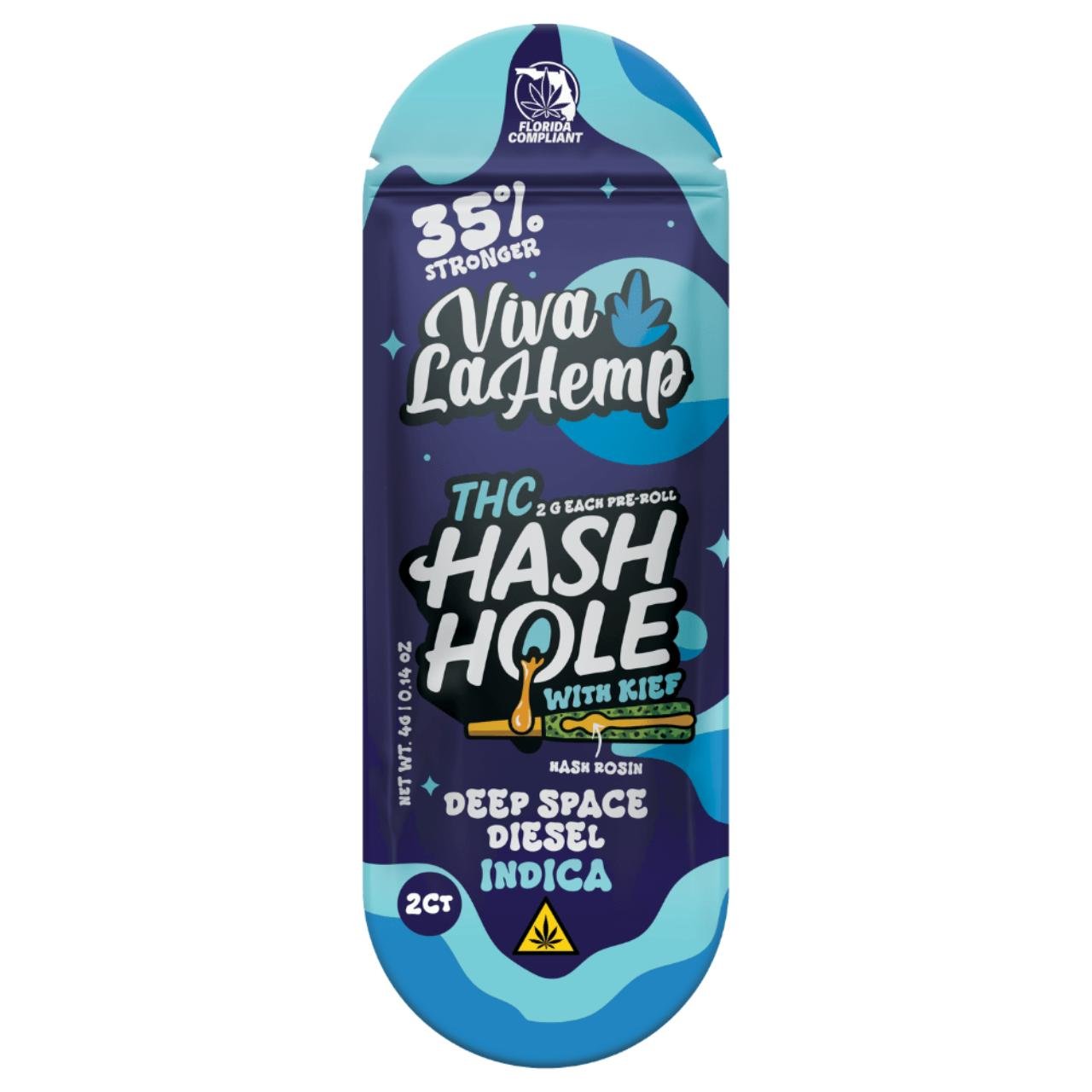 Viva La Hemp Kief Hash Hole PreRolls 2G – Deep Space Diesel Indica | 1PK-2CT