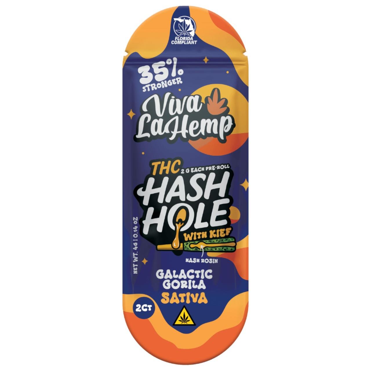 Viva La Hemp Kief Hash Hole PreRolls 2G – Galactic Gorilla Sativa | 1PK-2CT