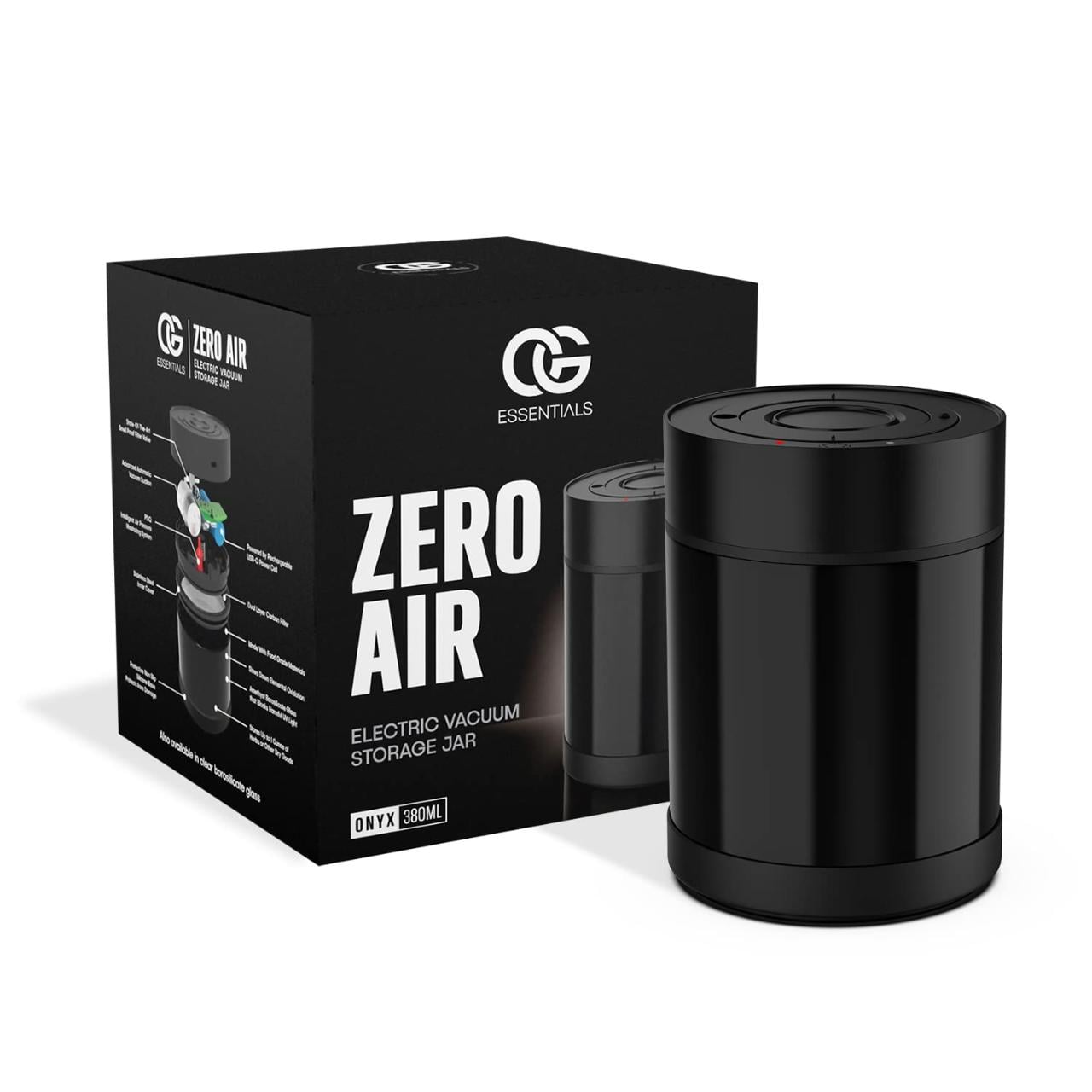 Zero Air – Electronic Vacuum Stash Jar – Onyx