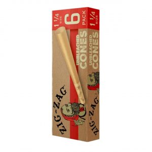 Zig Zag 1-1/4 Cones – Unbleached | 1PK-6CT