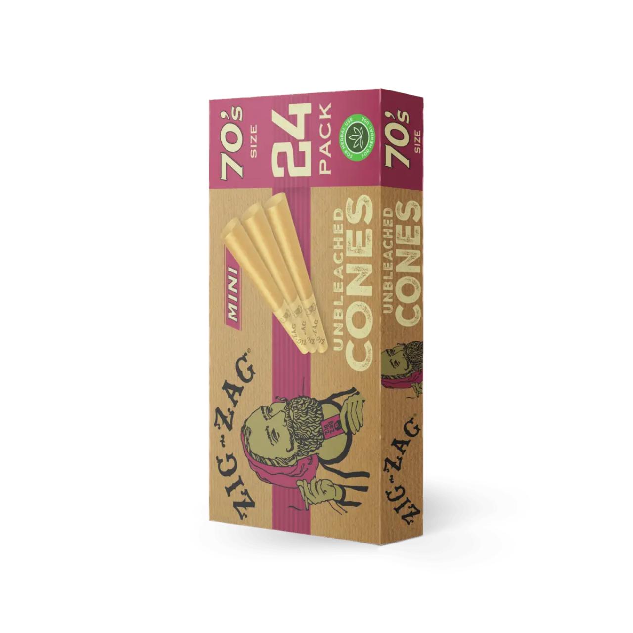 Zig Zag 70MM Cones – Unbleached | 1PK-24CT
