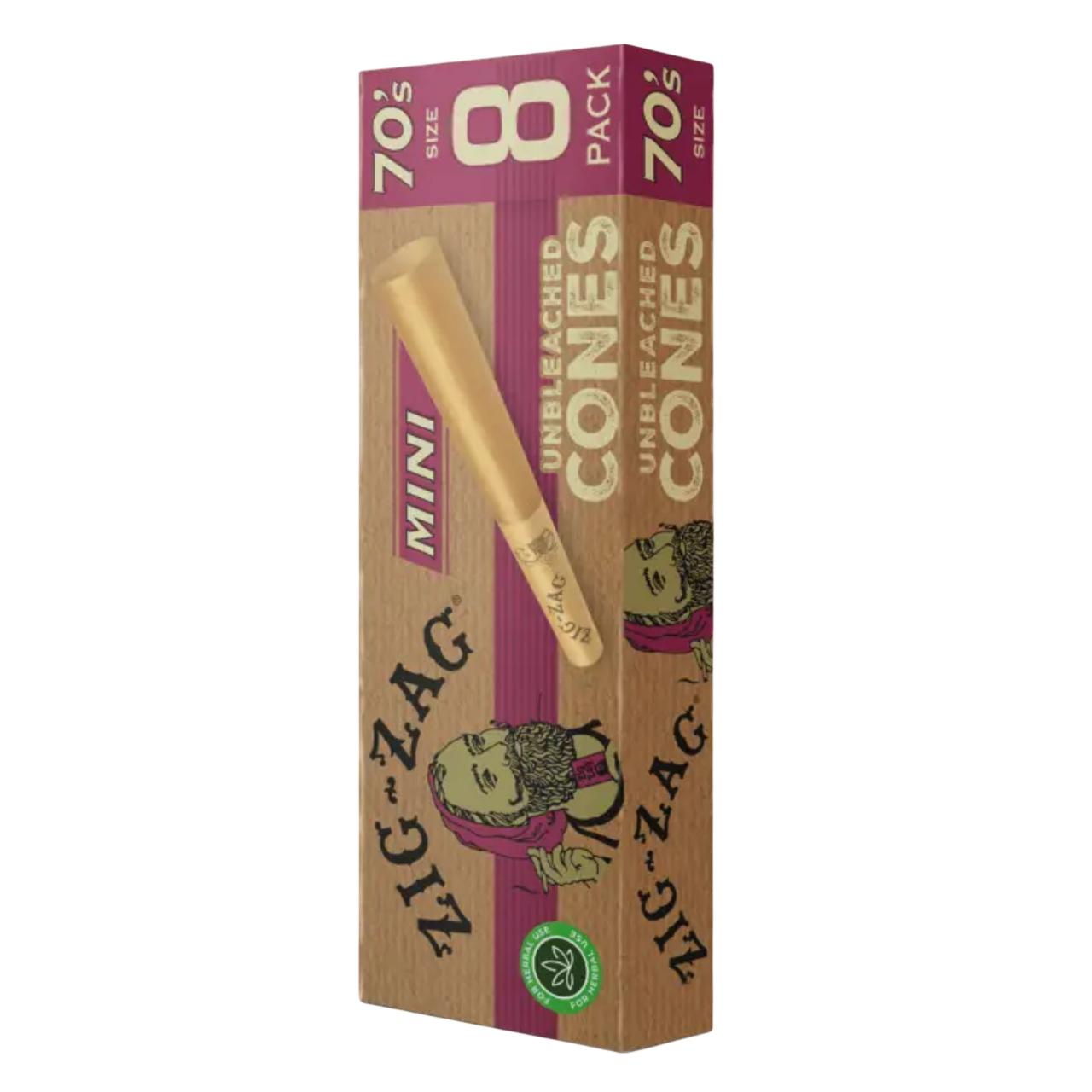 Zig Zag 70MM Cones – Unbleached | 1PK-8CT