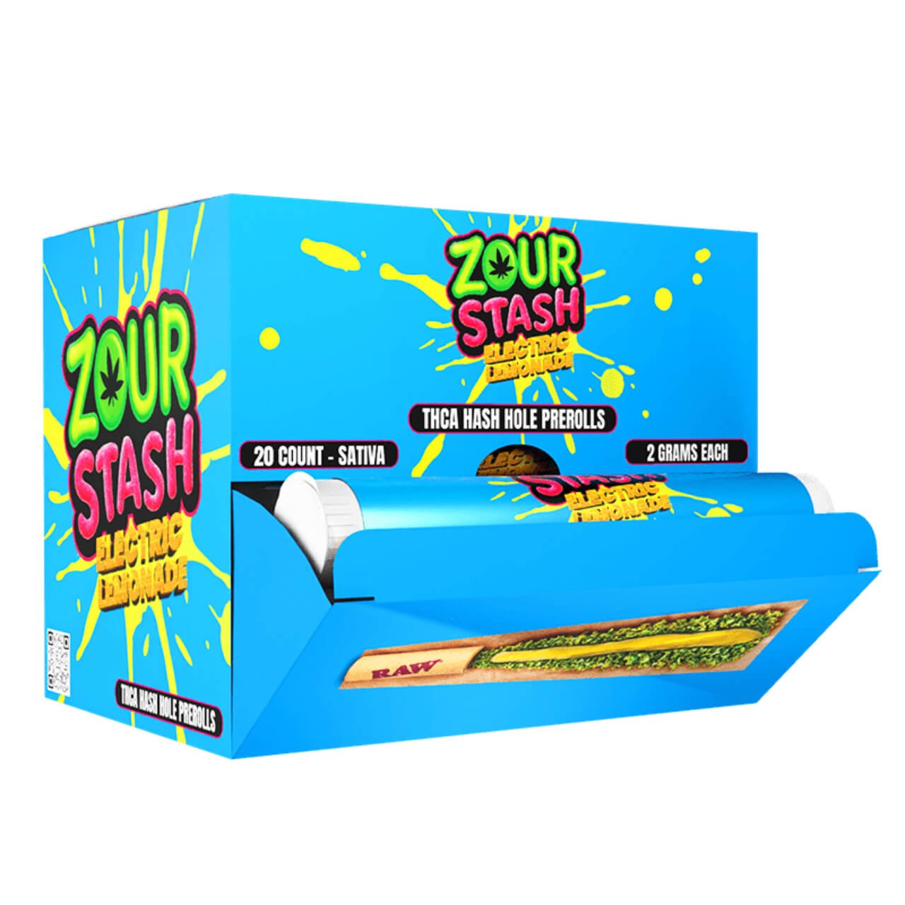 Zour Stash THC-A Hash Hole Prerolls 20CT Master Box – Electric Lemonade