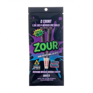 Zour Stash THCP Infused Pre-Priced Prerolls 1.5G – Berry Blast Indica | 2CT Pack