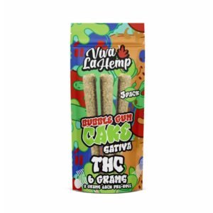 Viva La Hemp THC Infused Diamonds Prerolls 2G -1PK 3CT - Bubble Gum Cake/Sativa