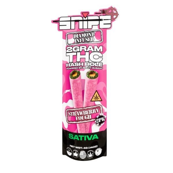 Snipe THCP Diamond Infused Pink Prerolls 2G – 2CT - Strawberry Cough/Sativa